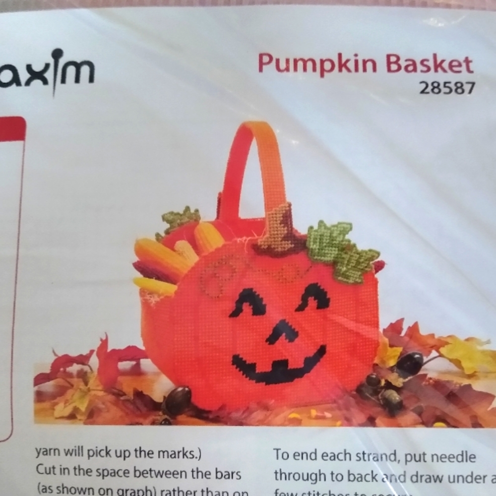 4 Mary Maxim pumpkin basket kits, unopened.